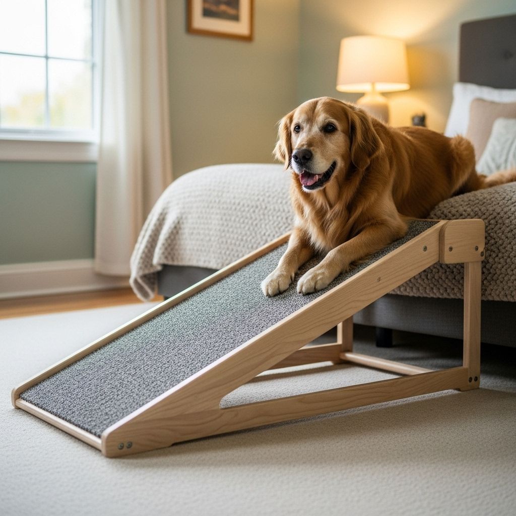 Non-slip support helps larger, older pets reach elevated beds safely.