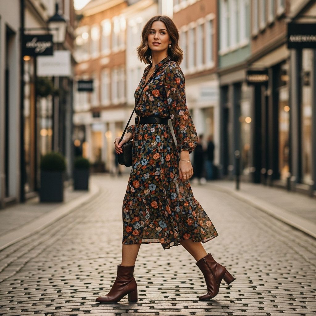 Effortlessly transition your favorite dresses into cooler evenings with on-trend boot pairings and street style inspiration.