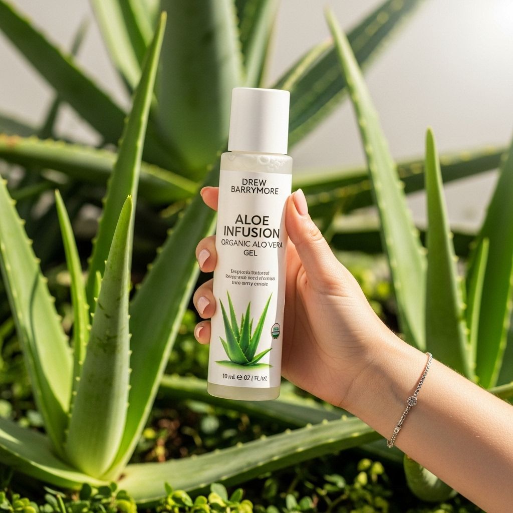Discover why Drew Barrymore swears by Aloe Infusion Organic Aloe Vera Gel for soothing, hydrating, and revitalizing summer skin.
