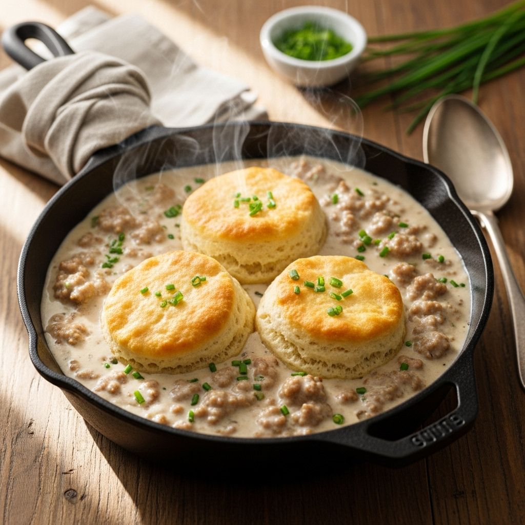 A fuss-free twist on a Southern classic that delivers tender biscuits and savory gravy.