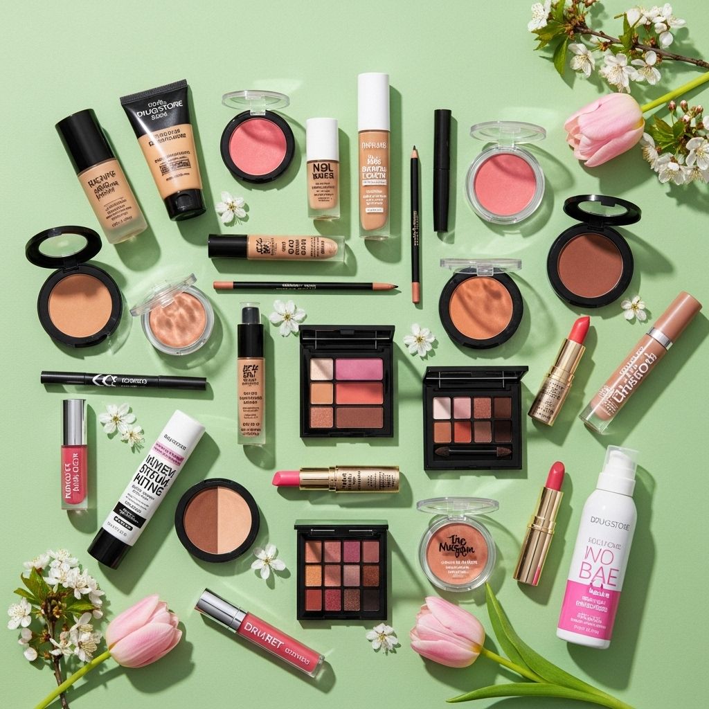 Upgrade your makeup routine with affordable, vibrant, and trendsetting drugstore finds for a radiant spring glow.