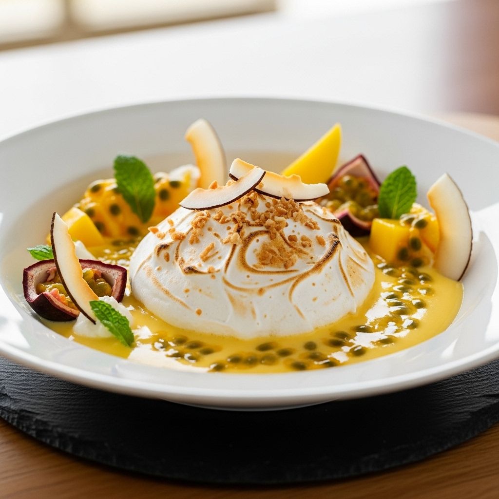 Light, airy meringue meets creamy custard in a tropical treat full of island warmth.
