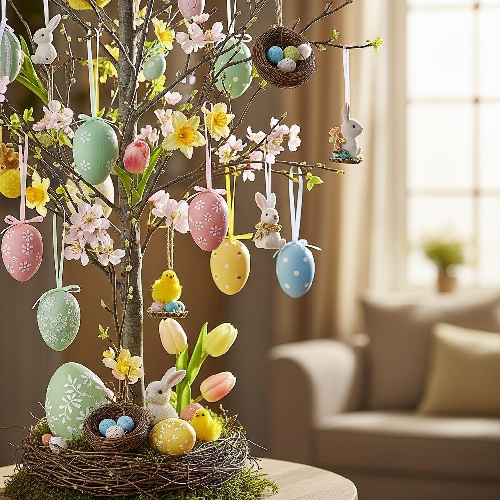 Turn simple branches into a cheerful centerpiece with personalized DIY accents.
