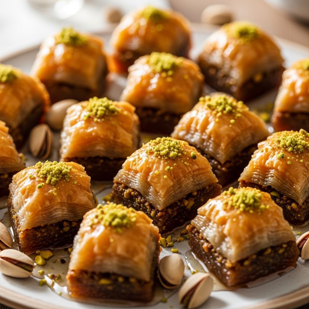 Crisp phyllo cups of spiced nuts and honey deliver bite-sized sweetness at celebrations.