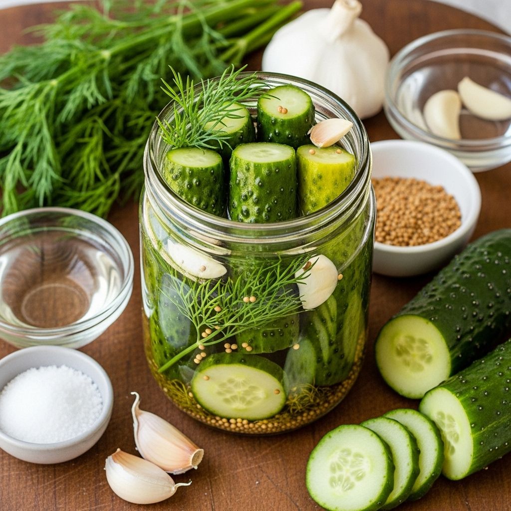 Transform crisp cucumbers into tangy spears with minimal effort and flavorful results.