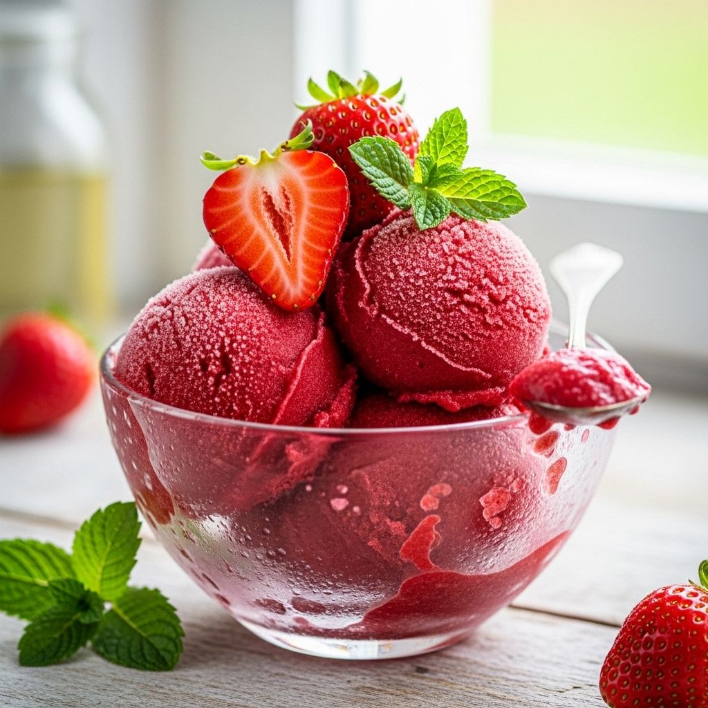 A luscious, dairy-free dessert that celebrates ripe fruit in every chilled spoonful.