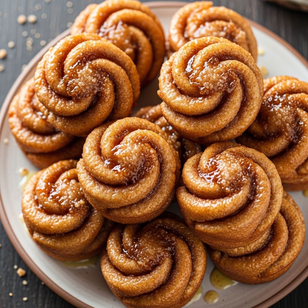 Individual pull-apart pastries bake in minutes combining buttery layers with sweet glaze.