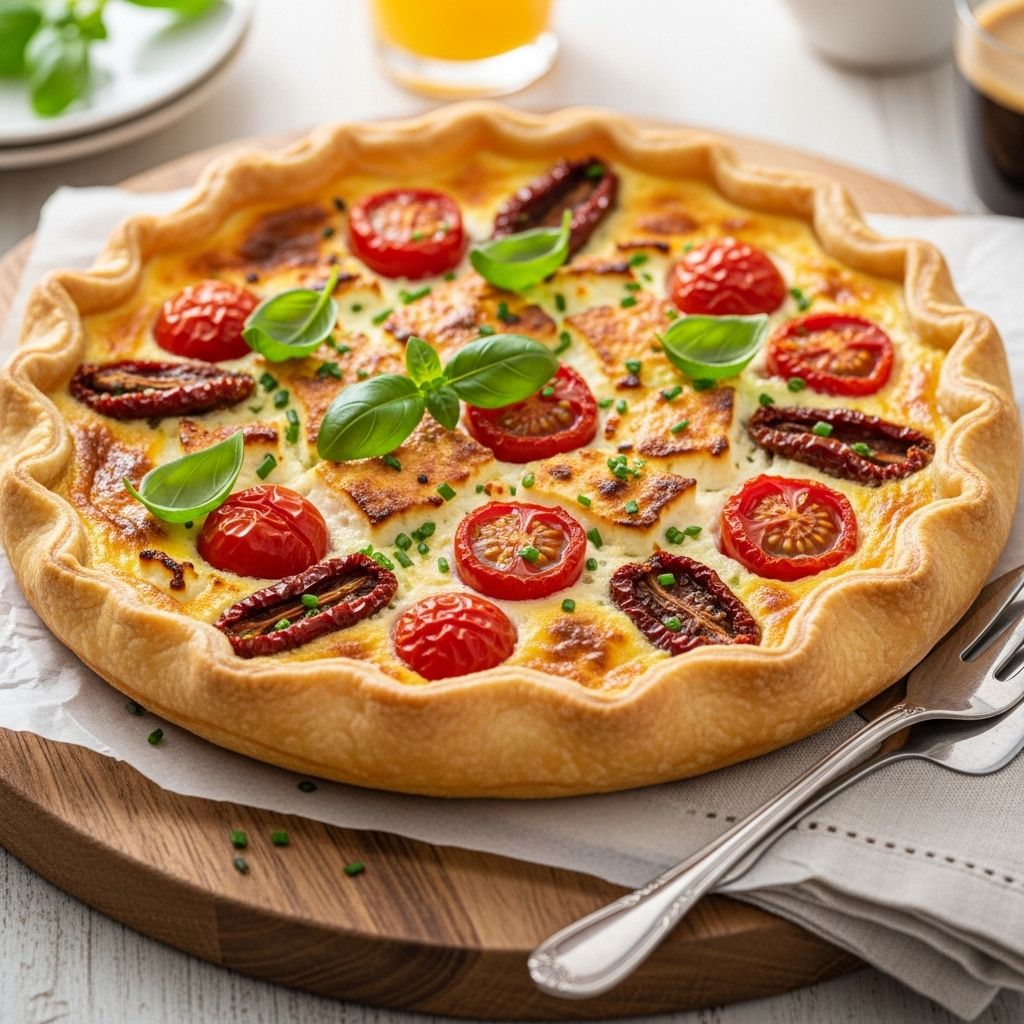 Puff pastry houses tangy cheese and vibrant summer produce for an elegant flavor.
