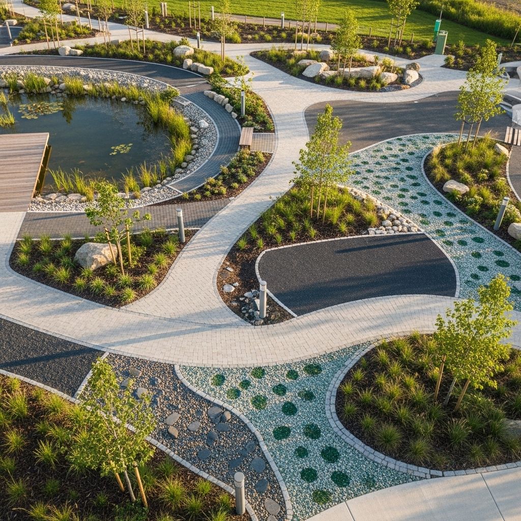 Driveways and patios become green, water-permeable surfaces that enhance yard health.