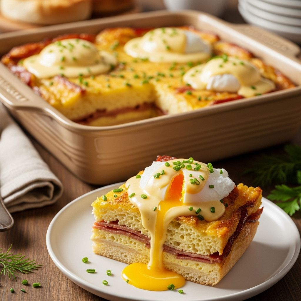 Layers of English muffins, spinach, and Canadian bacon soak up rich, velvety Hollandaise.