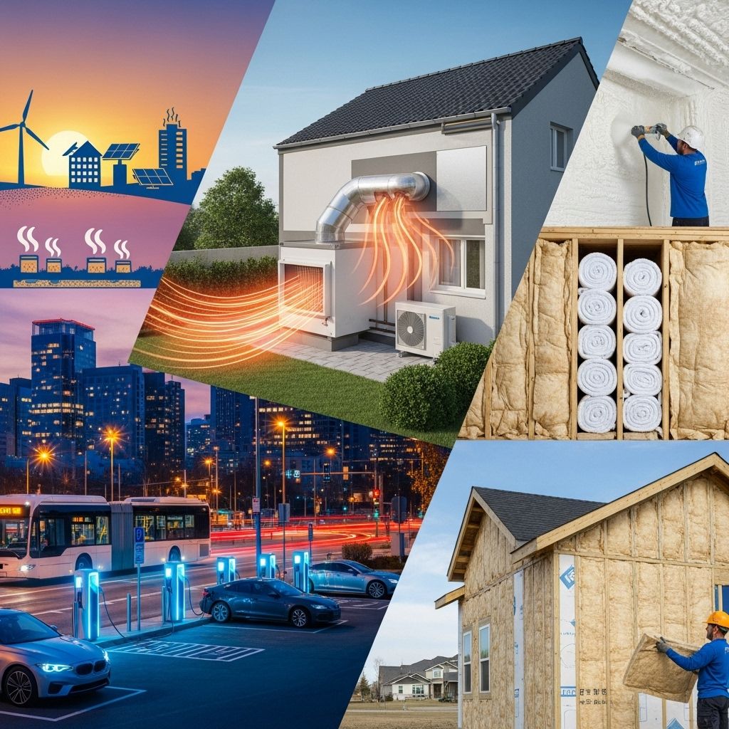 Confronting energy and climate crises through electrification, heat pumps, and advanced insulation strategies.