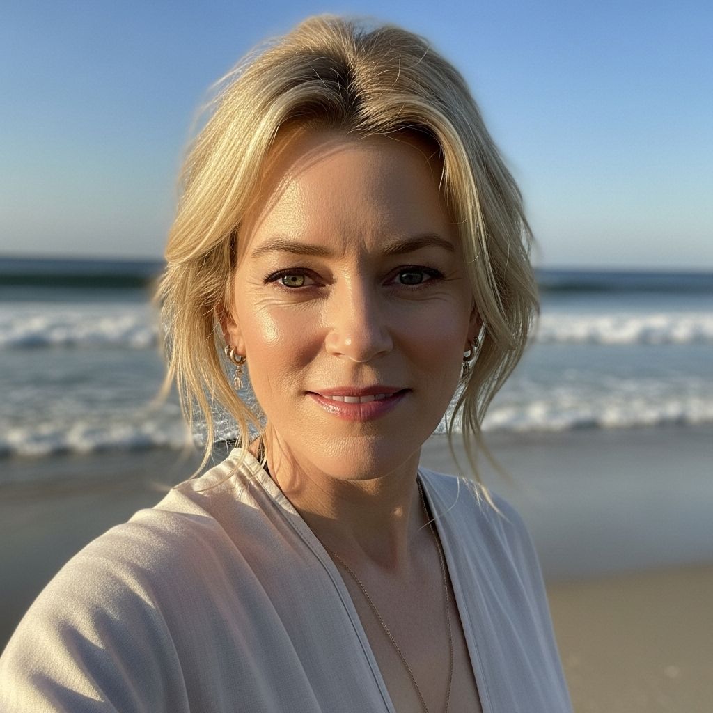 Elizabeth Banks embraces her age and natural beauty with a radiant, makeup-free vacation selfie and shares her go-to skincare secrets.