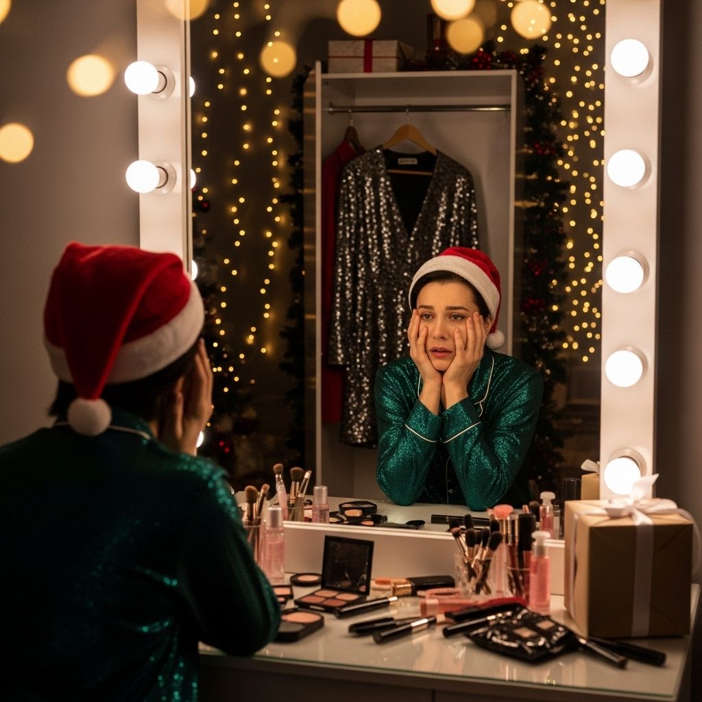 Every stage of prepping for a holiday party, from wardrobe drama to selfie-euphoria, unwrapped.