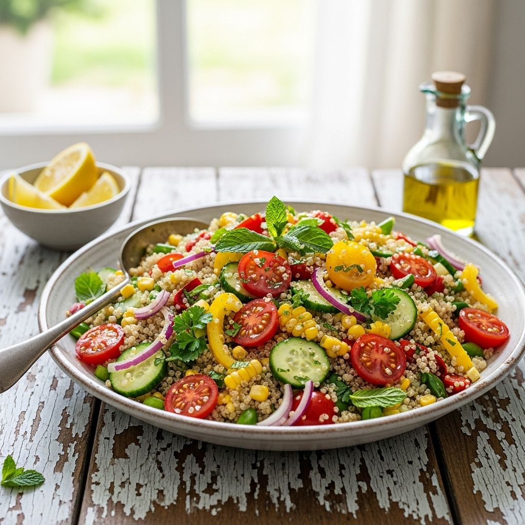 End-of-Summer Quinoa Salad: A Fresh, Flavorful Farewell to the Season Fresh-picked veggies meet a warming curry vinaigrette for flavors that deepen after chilling.