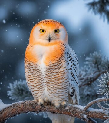 A rare orange snowy owl stuns Michigan, leaving scientists and birders baffled by its mysterious coloration.