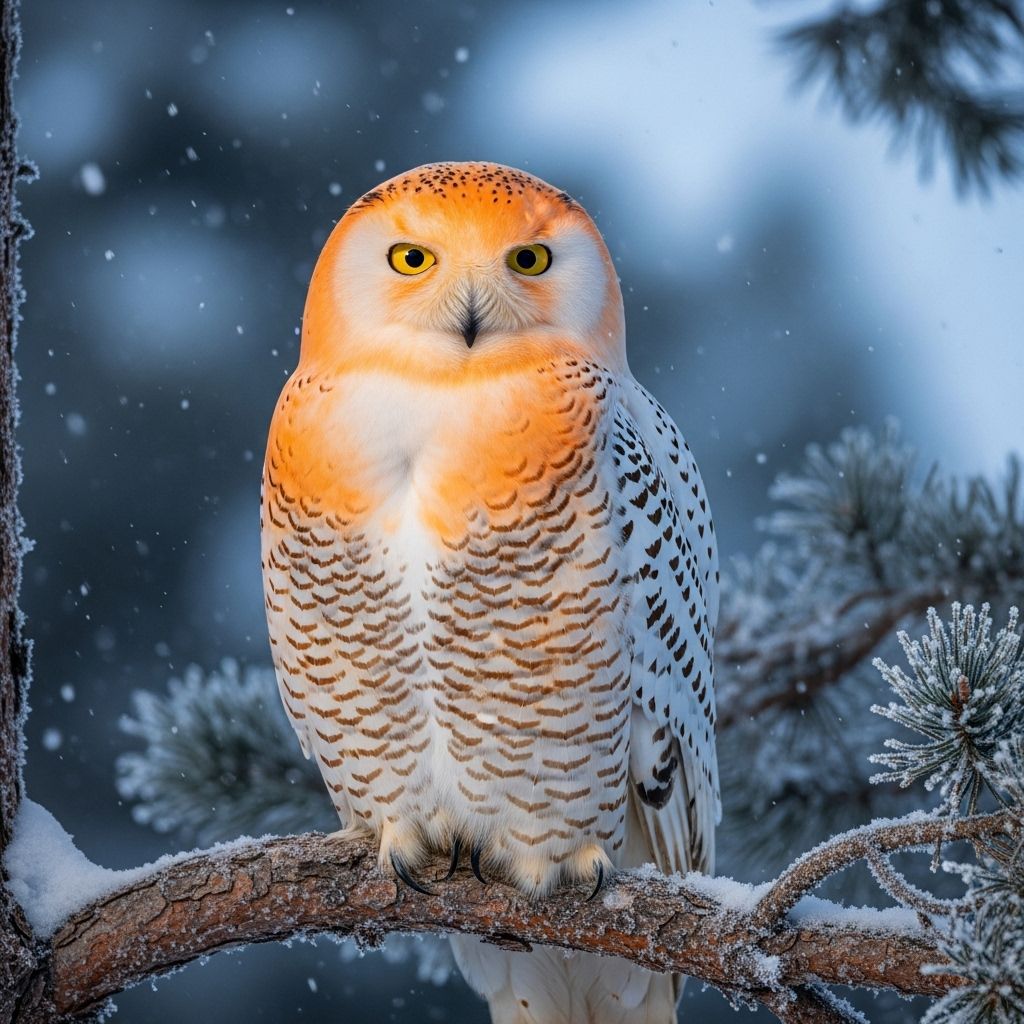 A rare orange snowy owl stuns Michigan, leaving scientists and birders baffled by its mysterious coloration.
