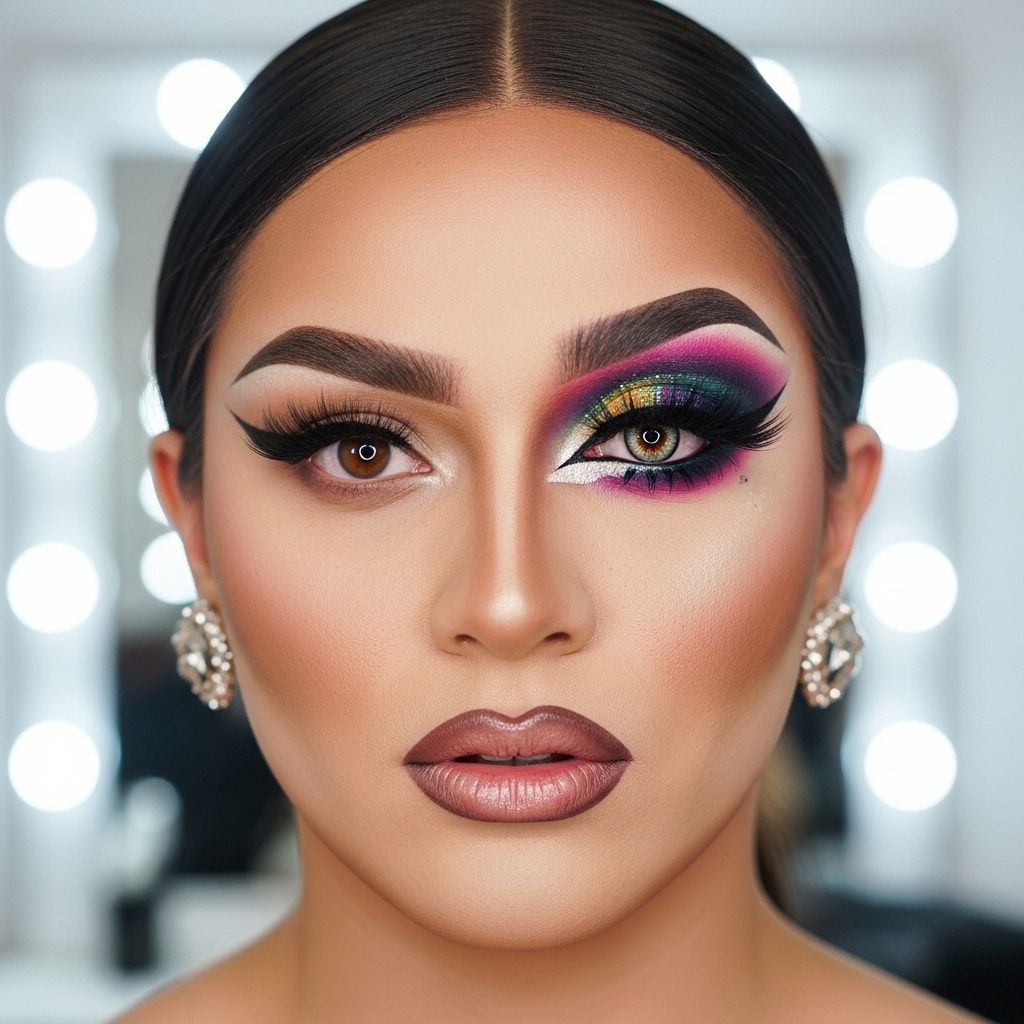 Discover Eva Young’s full drag makeup transformation, bursting with creative color, professional tips, and fierce energy.