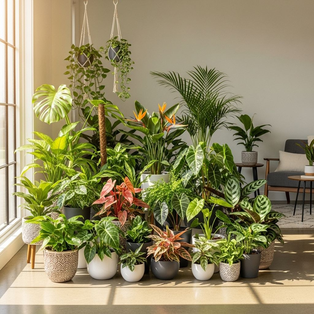Turn living areas into lush retreats with diverse, easy-care greenery for any space.
