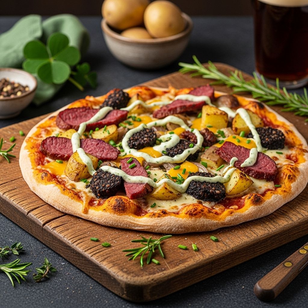 A bold fusion of Irish comfort and Italian tradition in every cheesy, crispy slice.