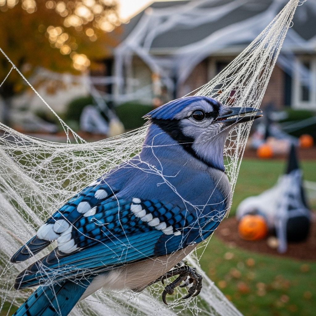 Popular Halloween decorations, like fake spider webs, may threaten birds and small animals if used outdoors.