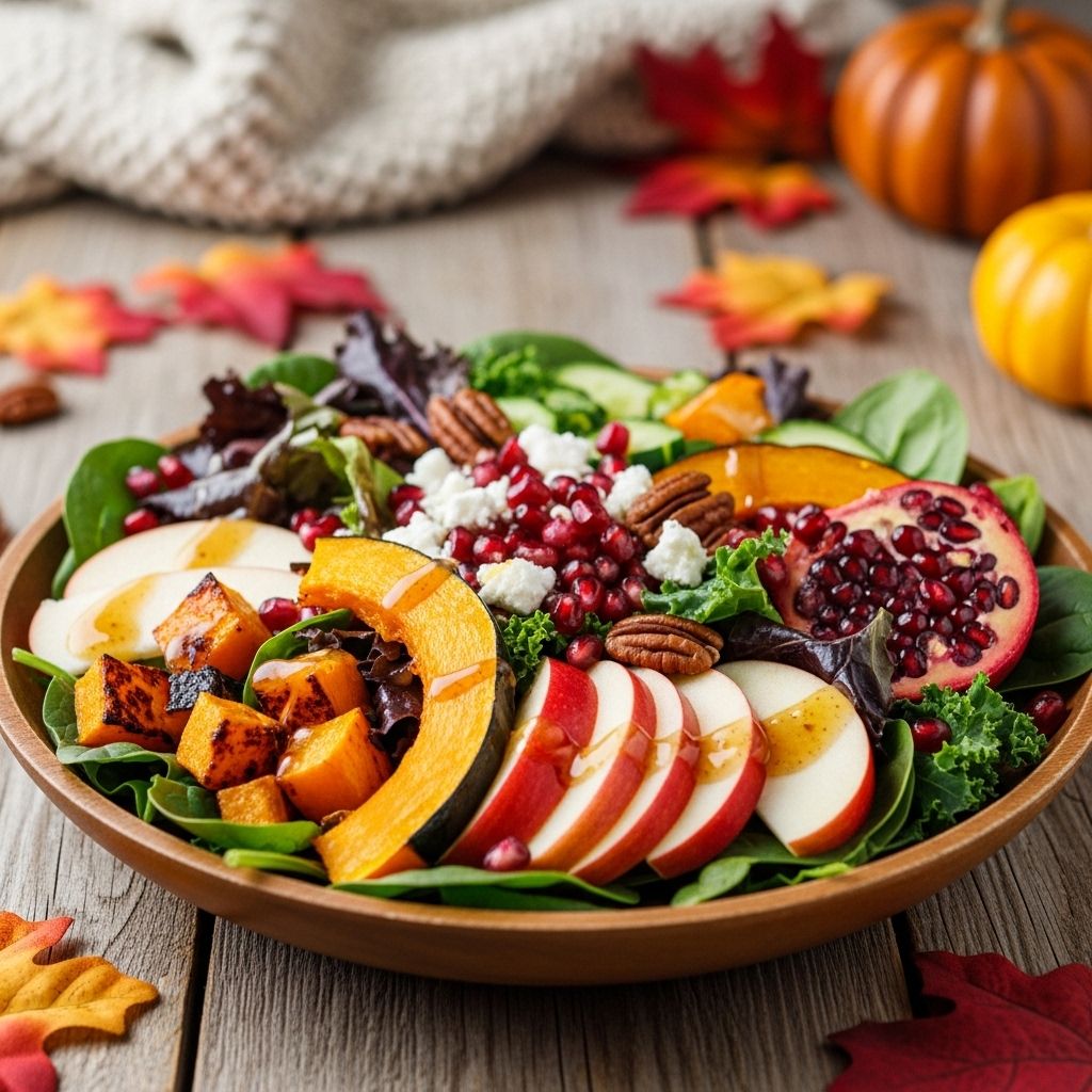 Celebrate fall with nutritious and flavorful salads featuring apples, squash, beets, grains, and more autumn produce.