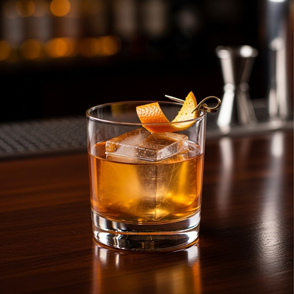 A refined riff that elevates bourbon with maraschino's almond warmth and a hint of bitters.