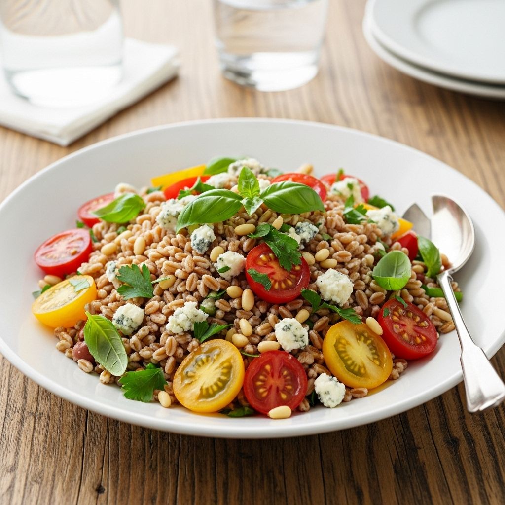 Ancient grains, tangy richness, and nutty crunch combine for a vibrant, satisfying meal.