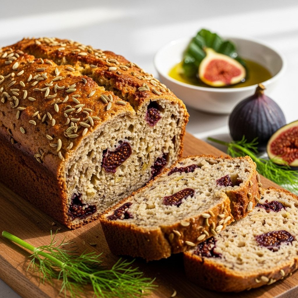 Fennel, Fig, and Olive Oil Quick Breakfast Bread Recipe A no-fuss loaf with anise-tinged fennel and chewy figs to brighten your morning.