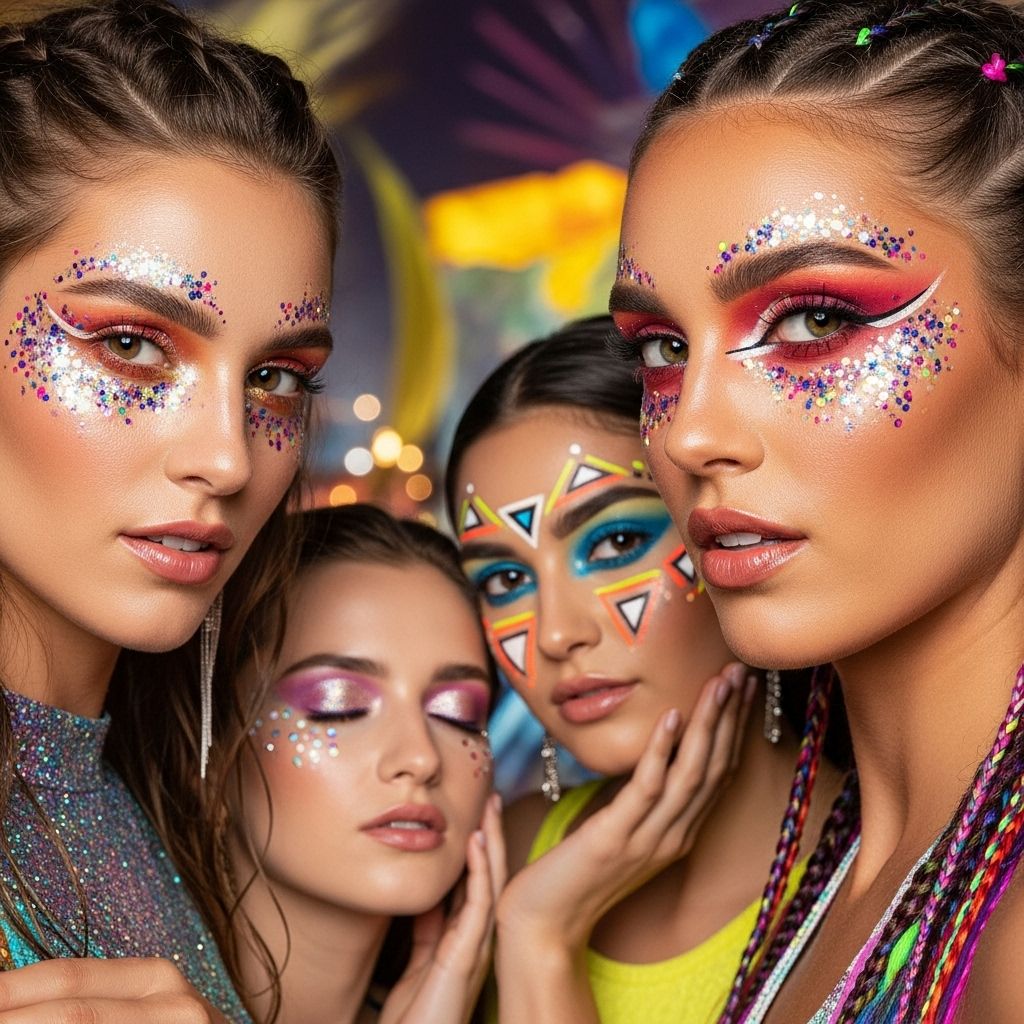 Level up your summer festival look with these creative, dazzling, and trendsetting makeup ideas that shine from day to night.