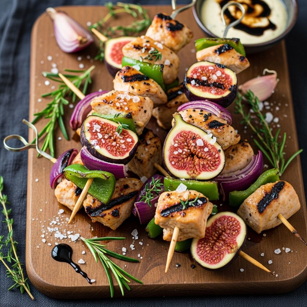 Experience a flavor-packed, high-protein dinner with fresh figs, tender chicken, and a zesty marmalade-balsamic glaze, all grilled to perfection.