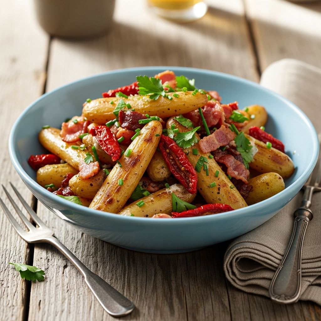 Tender tubers meet smoky crunch and tangy sweetness in a vibrant, herb-infused medley.