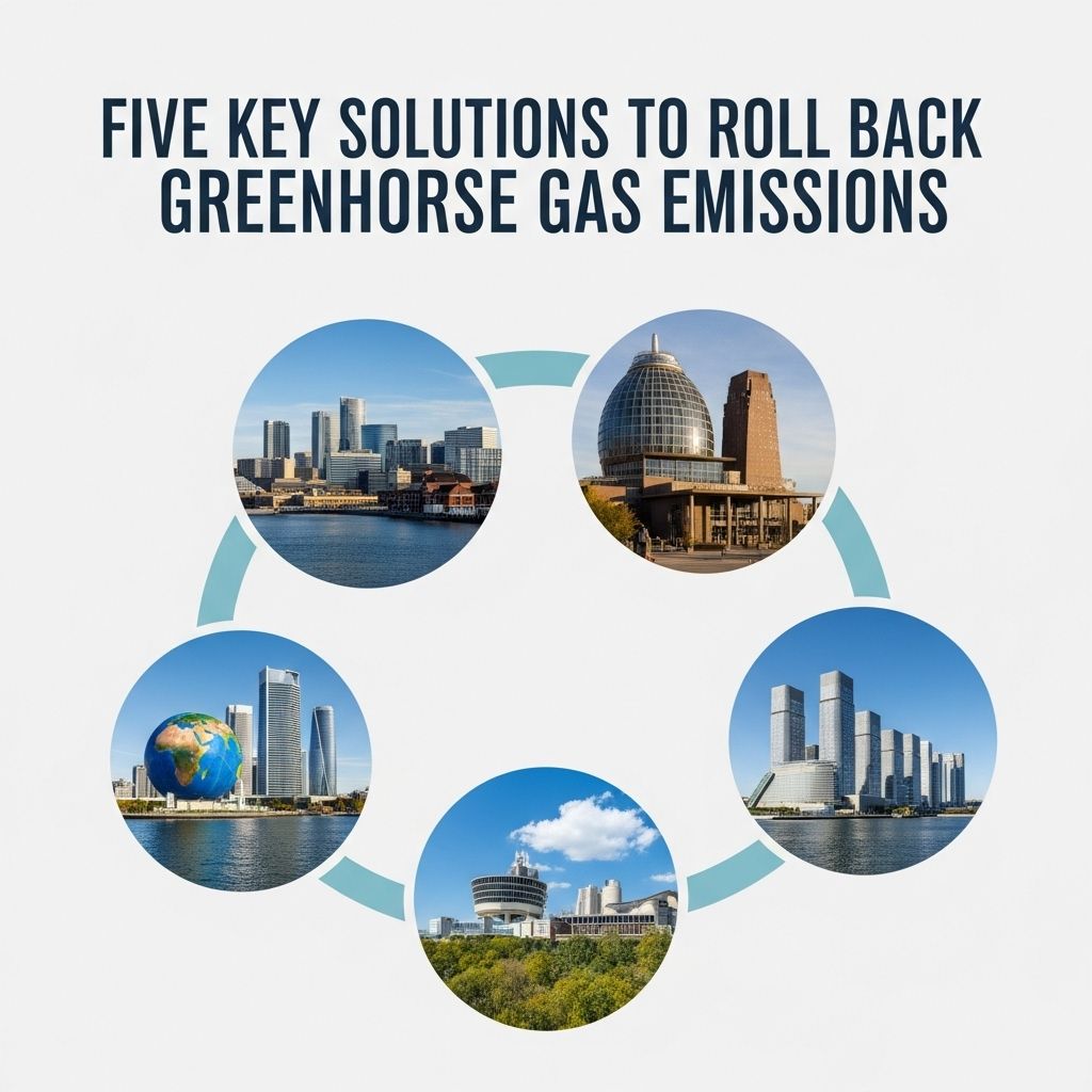 Five Key Solutions to Roll Back Greenhouse Gas Emissions Explore five scientifically backed strategies to curb climate change by reducing global greenhouse gas emissions.