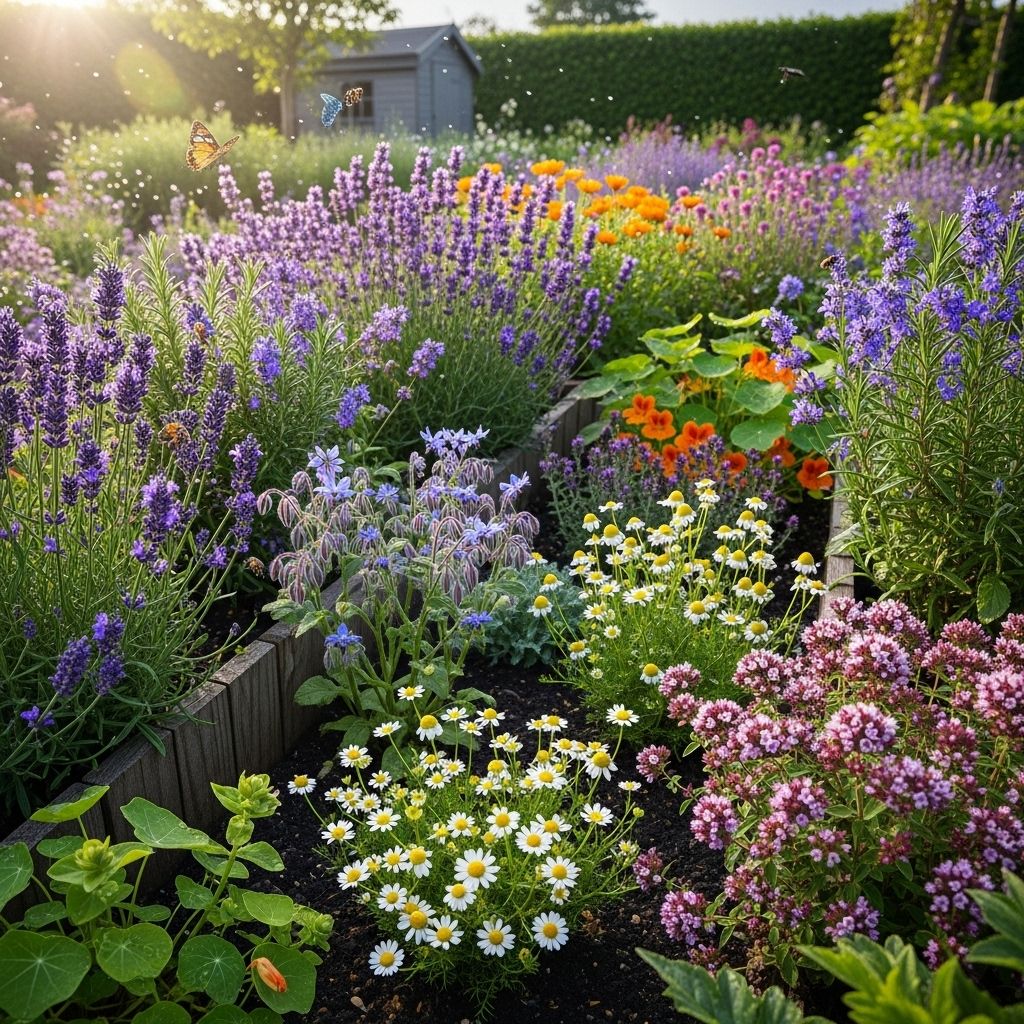 Incorporate flowering herbs to foster biodiversity, attract pollinators, and enrich your garden’s visual appeal.