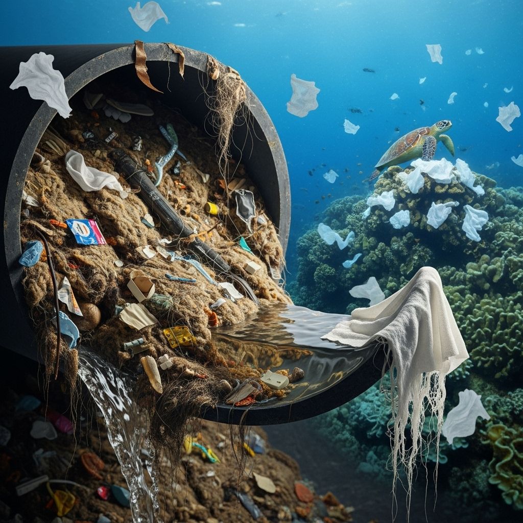 How misleading labeling and plastic-laden wipes threaten rivers, seas, marine life, and public health.