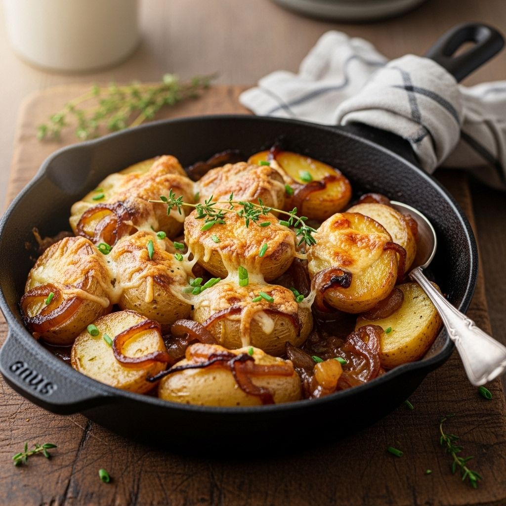 Caramelized onions meet bubbling cheese for a rich textural twist that elevates any meal.
