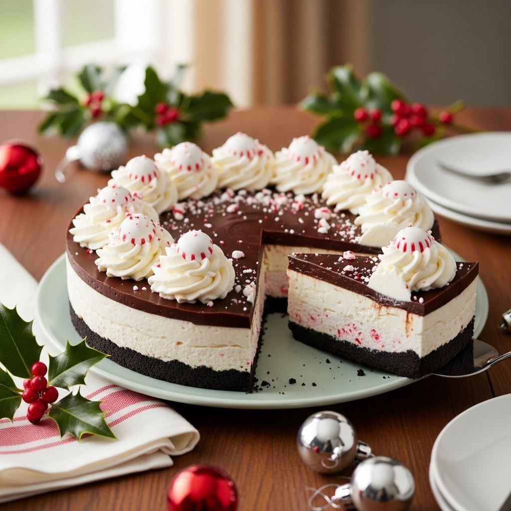 Crisp chocolate shell and minty cream layers add charm to holiday gatherings.