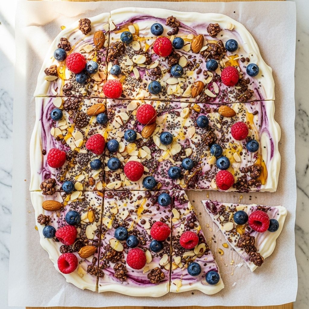 Creamy layers swirl with honey and preserves, then fruits and seeds add a crunchy bite.
