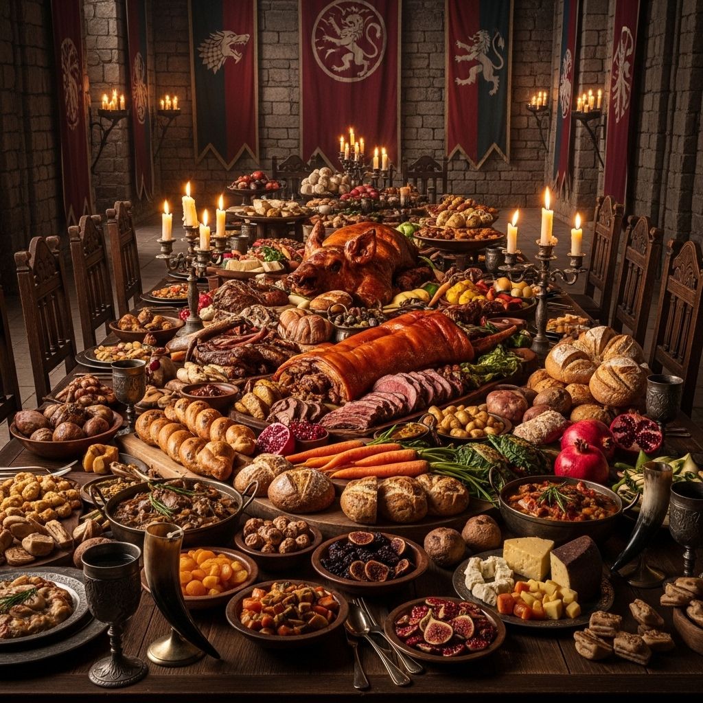 Hearty recipes and vibrant dishes transport guests to a world of intrigue and celebration.