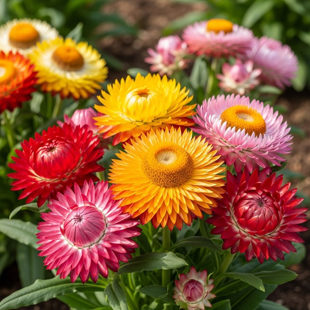 Gardening 101: The Complete Guide to Strawflower (Helichrysum Bracteatum) Papery bracts hold color and shape long after harvest, perfect for dried arrangements.