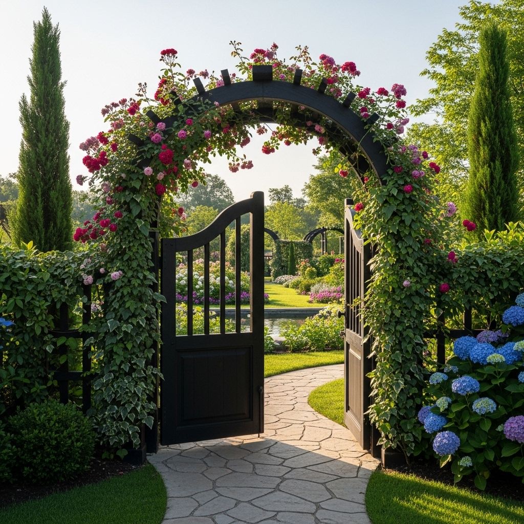 Design a welcoming gateway that enhances curb appeal and fosters lush vertical greenery.