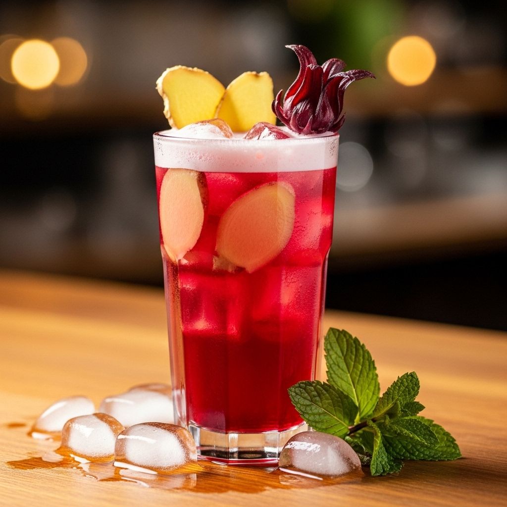 Discover a vibrant, non-alcoholic ginger-hibiscus fizz perfect for celebrations, offering bold flavors and wellness benefits.