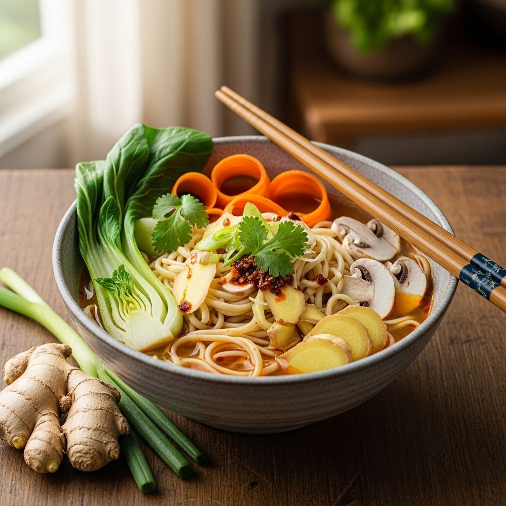 Elevate your everyday meals with this easy, healthy ginger noodle soup—packed with veggies and natural goodness, ready in minutes.