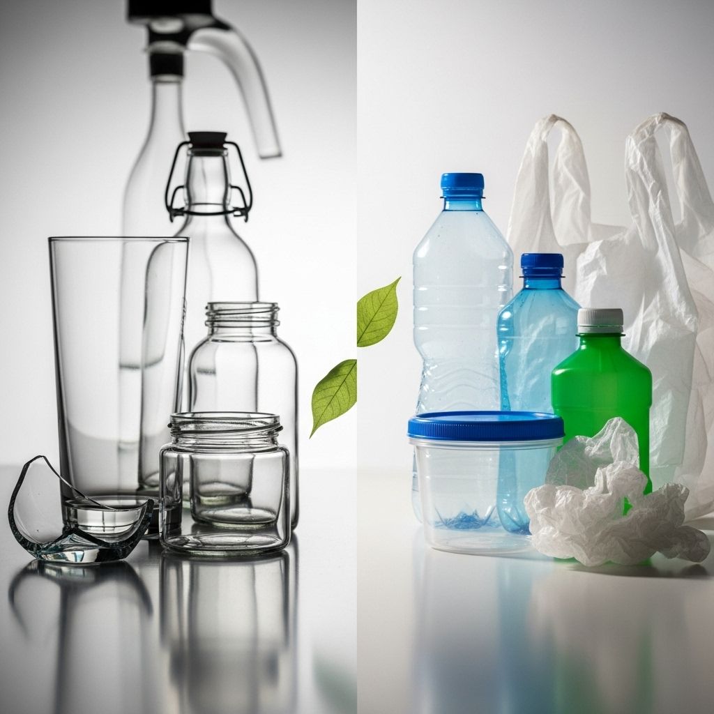 Analyzing the environmental costs, health impacts, and recyclability of glass versus plastic packaging.