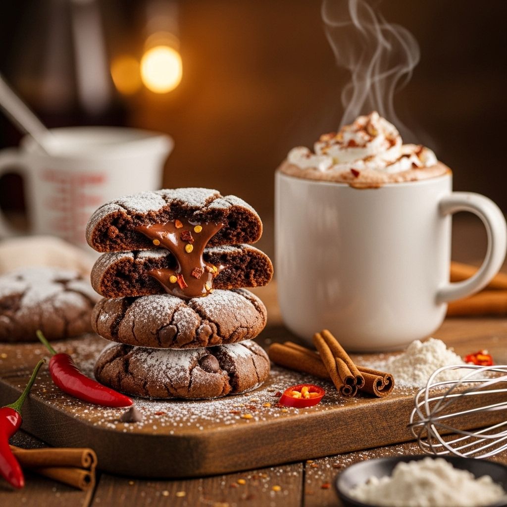 Gluten-Free Spicy Hot Chocolate Cookies: A Decadent Treat With a Kick A chewy chocolate delight with melted marshmallow swirls and a cozy chili heat.