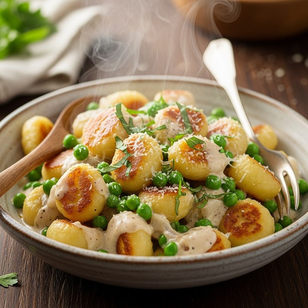 Tender dumplings and vibrant greens coated in silky sauce make mealtime a breeze.