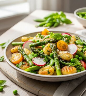 Balances fresh vegetables with pillowy gnocchi in one skillet for effortless flavor.