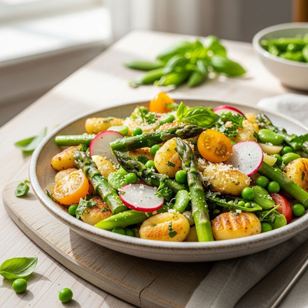 Balances fresh vegetables with pillowy gnocchi in one skillet for effortless flavor.