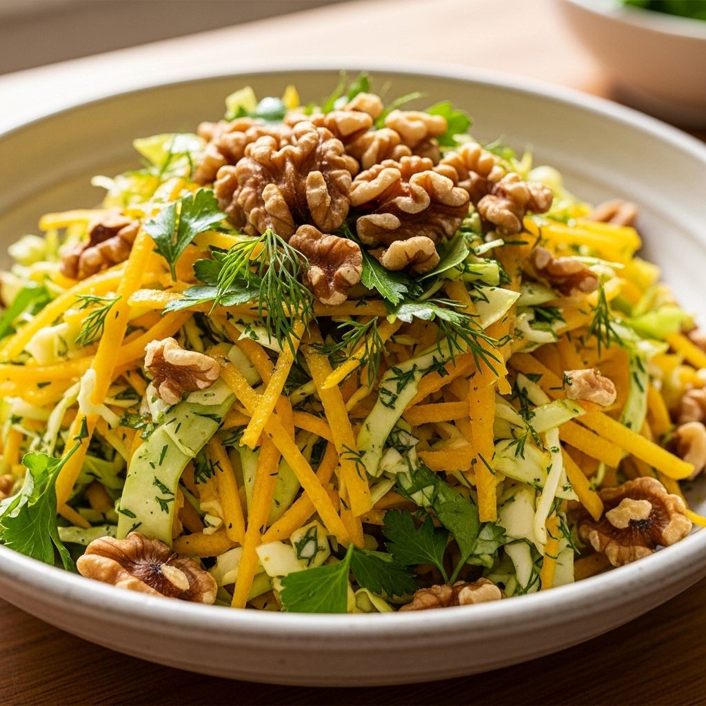 Golden Beet Slaw with Toasted Walnuts: Vibrant, Nutritious, and Easy This show-stopping golden beet slaw combines earthy sweetness with tangy brightness, plus the creamy crunch of toasted walnuts for a fresh, nutritious meal.