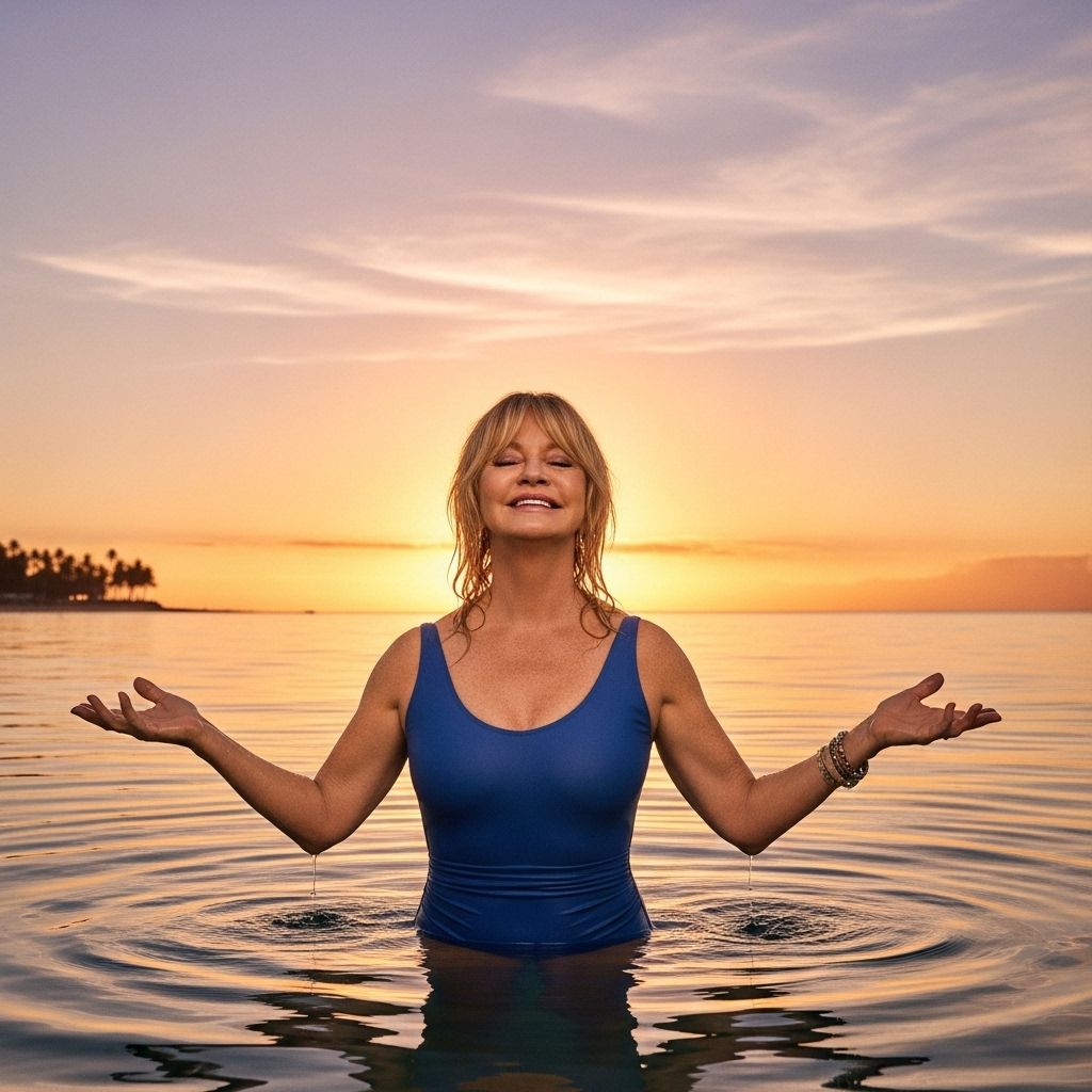 Goldie Hawn shines in a sunset swimsuit photo, inspiring fans with her vibrant positivity, wellness tips, and confidence at any age.