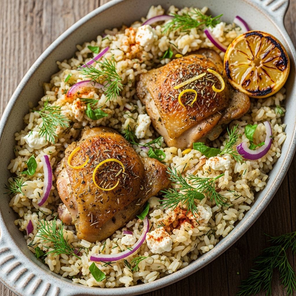 A single dish that combines crispy chicken and herby, fluffy rice for weeknight comfort.